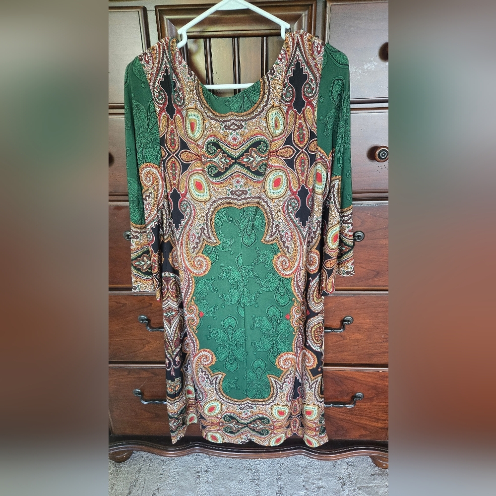 Vintage, Ronni Nicole Green Paisley Dress. Sz. 12